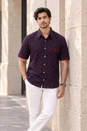 Indigo Handblock Print Pre-Washed Pure Cotton Crop Shirt 10074628