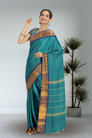 Blue Handloom Chettinad Cotton Saree 10072601
