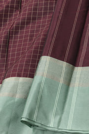 Maroon Vegan Silk Kanjivaram Saree With Checks Design 10077936