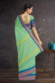 Green Handloom Chettinad Cotton Saree 10075889