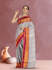 Grey Handloom Kanchi Cotton Saree 10071799