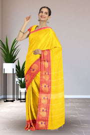 Yellow Handloom Kanchi Cotton Saree 10071761