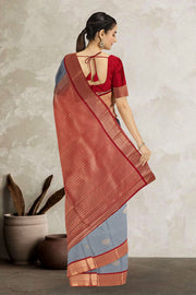 Grey Kanjivaram Vegan Silk Saree 10076042