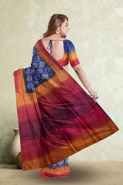Blue Printed Tussar Silk Saree 10076293