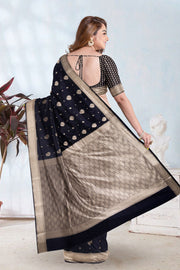 Black Kanjivaram Vegan Silk Saree 10075585