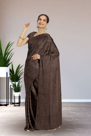 Brown Handloom Jamdani Style Cotton Saree with Blouse 10074371