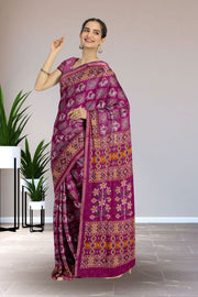 Magenta Patola Printed Silk Cotton Saree 10074941