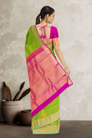 Lawn Green Pure Zari Jacquard Kanjivaram Silk Saree 10063076