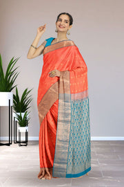 Orange Pure Silk Kanjivaram Saree 10071869