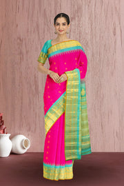 Pink Handloom Gadwal Silk Saree 10066255