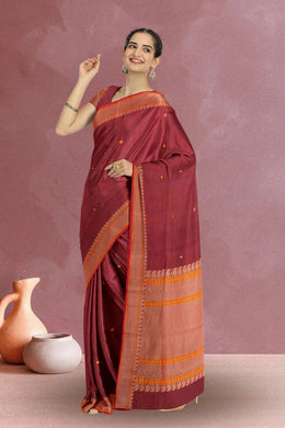 Maroon Handwoven Kanchi Cotton Saree 10069237