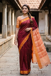 Maroon Kanchi Silk Cotton Saree 10077973