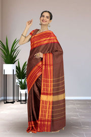 Brown Handloom Kanchi Cotton Saree  10071754