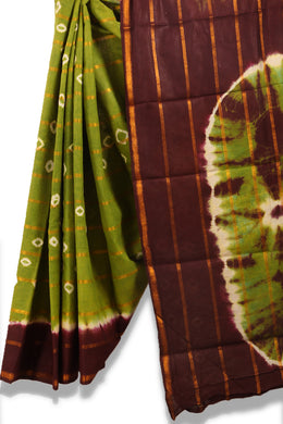 Green Handcrafted Sungudi Cotton Saree 10074935