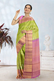 Green Pure Tissue Silk Bridal Korvai Kanjivaram Saree 10068037
