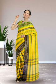 Yellow Dhaniakhali Cotton Sarees Without Blouse 10075208