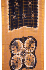Navy Blue and Orange Sungudi Cotton Saree 10078025