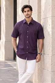 Indigo Handblock Print Pre-Washed Pure Cotton Crop Shirt 10074619