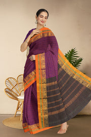 Purple Thousand Buttas Chettinad Cotton Saree 10073619
