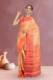 Salmon Pink Korvai Kanjivaram Silk Saree 10064991