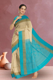 Cream Handloom Kanjivaram Soft Silk Saree 10075681