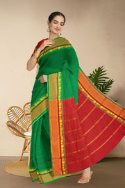 Kanjivaram Vegan Viscose Silk Saree Sea Green Color and Traditional Design 10075545