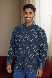 Green Full Sleeve Jahota Printed Cotton Mens Shirt 10073160