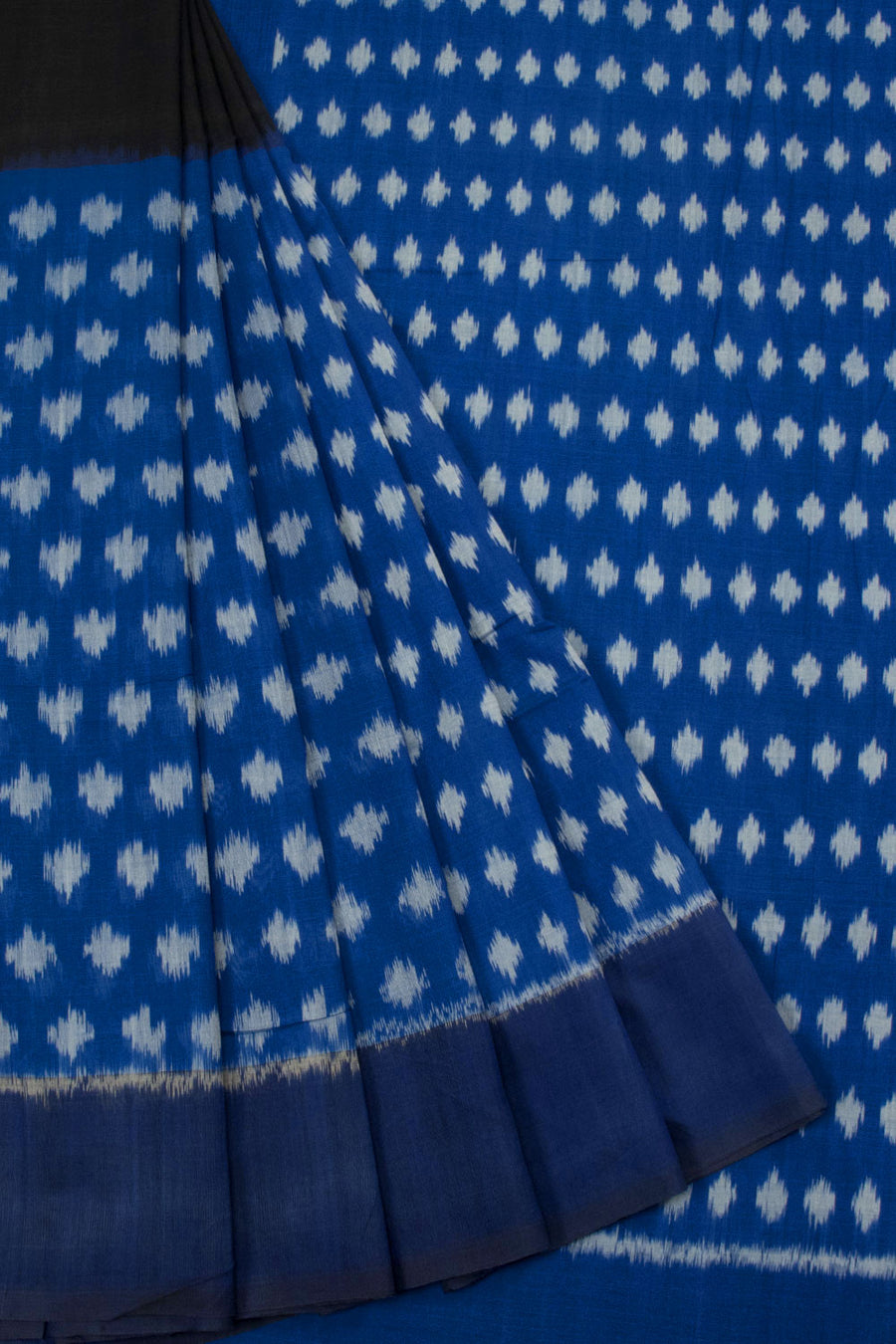 Ink Blue Handloom Pochampally Ikat Cotton Saree - Avishya 