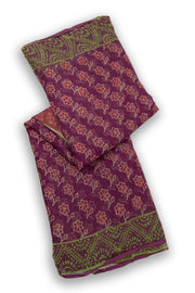 Cardinal Purple Hand Block Print Kota Cotton Saree 10074173