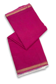 Magenta Pink Solid Style Kota Cotton Saree with Contrast Blouse 10074190