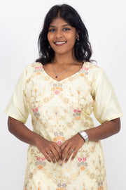 Beige Mukaish Embroidery Viscose Silk Co- ord Set 10076197