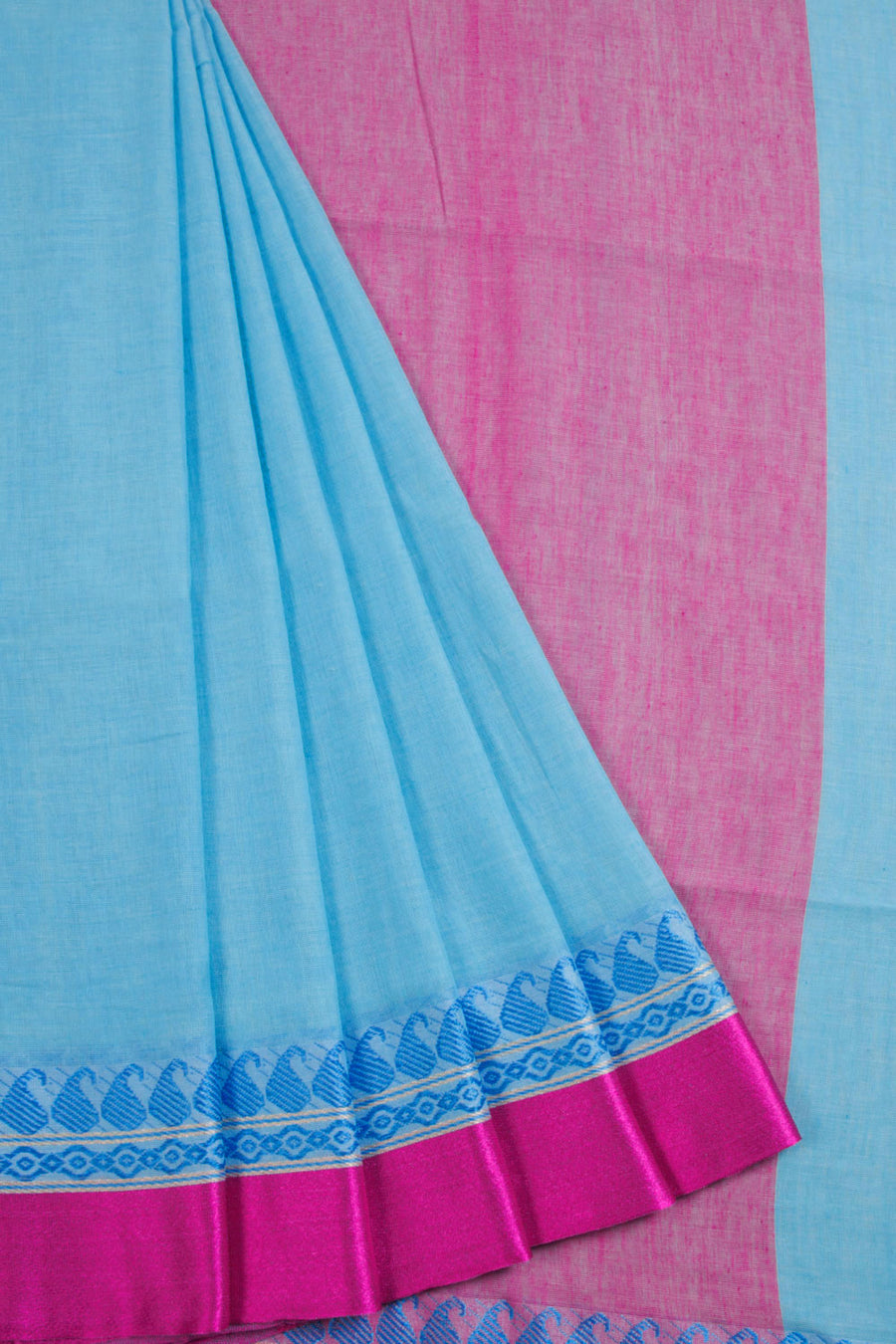 Blue Shantipur Tant Bengal Cotton Saree 10069059 - Avishya