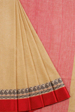 Beige Santipuri Tant Bengal Cotton Saree 10069065 - Avishya