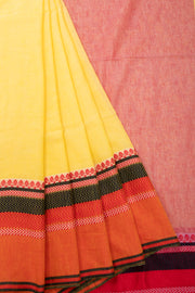 Yellow Shantipur Tant Bengal Cotton Saree