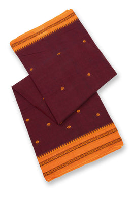 Brown Handloom Dhaniakhali Cotton Saree Without Blouse 10073006