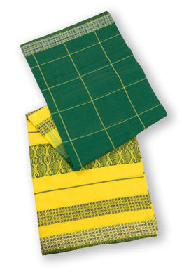 Dark Spring Green Handloom Dhaniakhali Cotton Saree Without Blouse 10073019