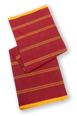 Maroon Handloom Dhaniakhali Cotton Saree Without Blouse 10073024