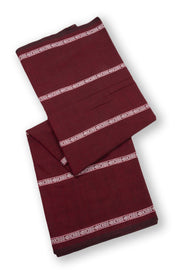 Maroon Handloom Dhaniakhali Cotton Saree Without Blouse 10073028