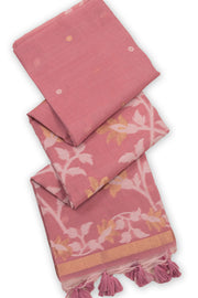Pink Handloom Jamdani Linen Saree 10074654