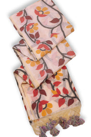 Beige Handloom Jamdani Linen Saree 10074662