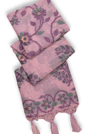 Pink Handloom Jamdani Linen Saree 10074665