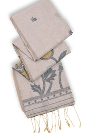 Beige Handloom Jamdani Linen Saree 10074666