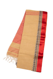 Beige Shantipur Tant Bengal Cotton Saree 10074970
