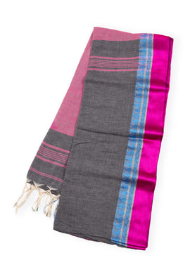 Grey Shantipur Tant Bengal Cotton Saree 10074972