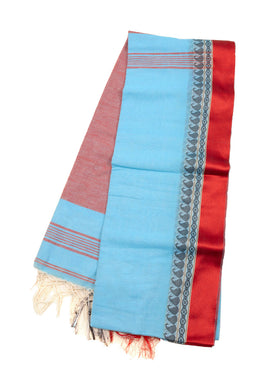 Blue Shantipur Tant Bengal Cotton Saree 10074975