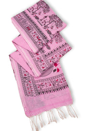 Pink Warli Print Bengal Cotton Saree 10075305