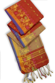 Maroon Bengal Handwoven Cotton Saree 10075316