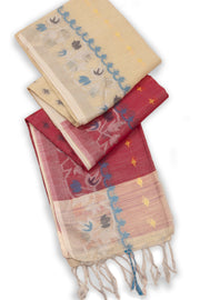 Beige Bengal Handwoven Cotton Saree 10075319