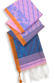 Pink Bengal Handwoven Jamdani Style Cotton Saree 10075332