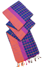 Blue Bengal Handwoven Cotton Saree 10075337